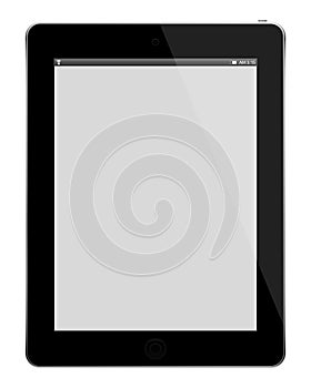 Realistic tablet pc computer with blank screen isolated on white background.