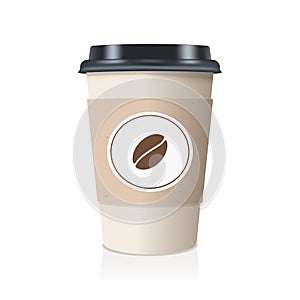 Realistic take away paper coffee cup. Vector illustration.
