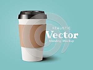 Realistic Takeaway Coffee Cup Vector Mock Up