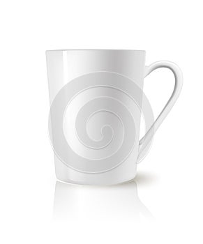Realistic tea coffee white cup on white background. vector illustration
