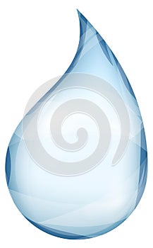 Realistic teardrop. Blue drop of water. Transparent droplet