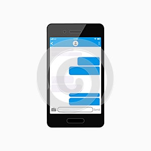 Realistic telephone icon with empty text message boxes. Bubbles message box for messenger. Vector