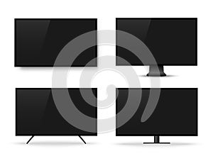 Realistic television screen on background. TV, modern blank screen lcd, led