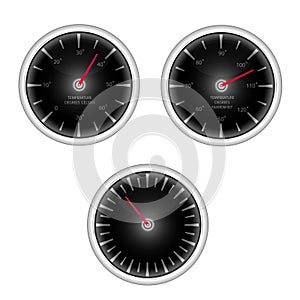 Realistic Temperature Gauge Celsius and Fahrenheit degrees for Heatwave Vector