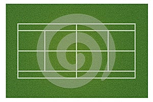 A realistic textured green grass tennis court