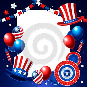 Realistic 4th July frame background