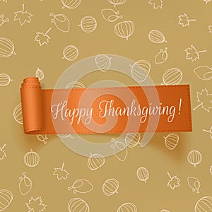 Realistic Thanksgiving greeting Card with Ribbon