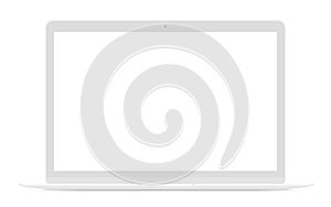Realistic thin white laptop ultrabook mock up vector illustration.