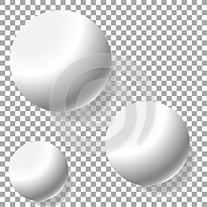 Realistic three white balls isolated