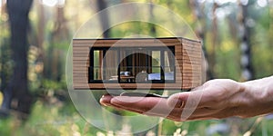 Realistic tiny house in the palm of your hand