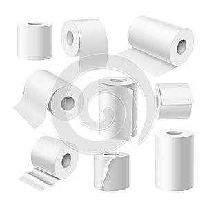 Realistic toilet paper rolls, kitchen paper towels