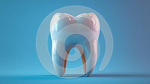 Realistic Tooth Model on Blue Background Generative AI