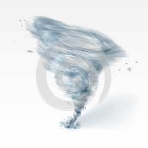 Realistic Tornado Swirl Isolated On White Background