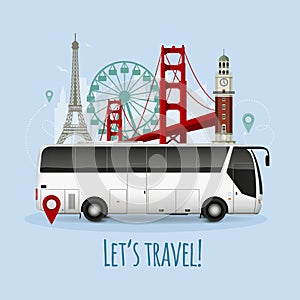 Realistic Touristic Bus Illustration