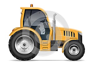 Realistic tractor side view vector illustration photo