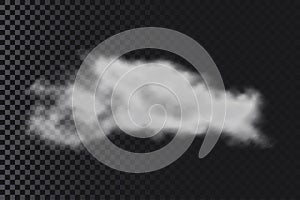 Realistic transparent cloud. Fog or smoke cloud. Cloudiness effect. Vector.
