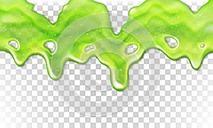 Realistic transparent green slime blobs isolated on transparent background