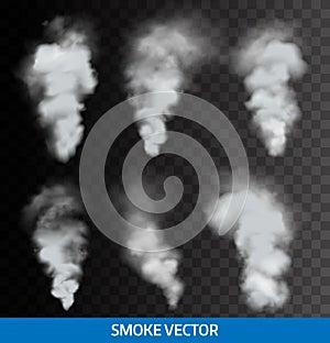 Realistic transparent smoke, steam. Vector