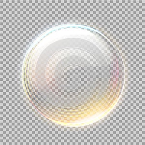 Vector 3d transparent sphere with golden blick photo