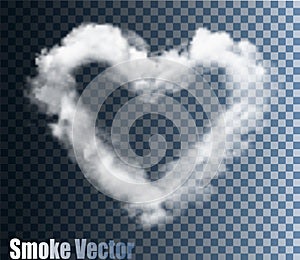 Realistic Transparent Vector Cloud Heart.