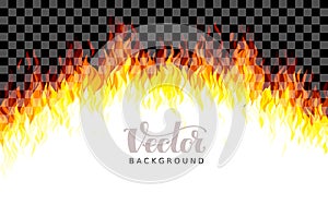Realistic transparent vector fire flames on transparent background