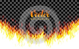 Realistic transparent vector fire flames on transparent background