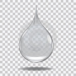 Realistic Transparent water drop. Useful with any background.