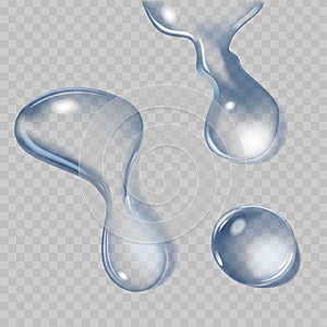 Realistic Transparent Water Droplets, Dews Or Tears. 3d Vector Graphics of Aqua Bubbles, Flowing Droplets