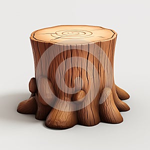Realistic Tree Stump With Detailed Texture
