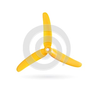 Realistic tri-blade yellow propeller