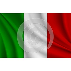 Realistic tricolor flag. green, white and red falg. Italian flag