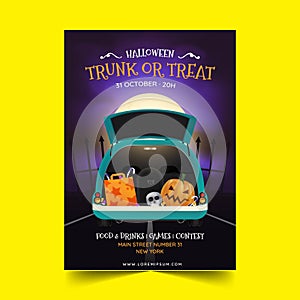 realistic trunk treat vertical poster template vector design