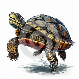 Realistic Turtle Illustration With Red Eyes