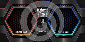 Realistic Ultimate fight sports 3d poster with modern metallic logo