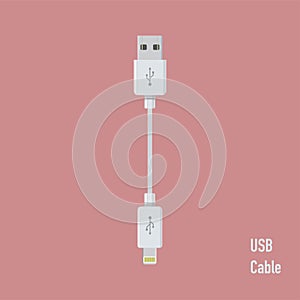 Realistic usb cable for device connection vector