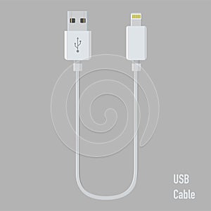 Realistic usb cable for device connection vector