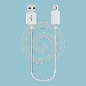 Realistic usb cable for device connection vector