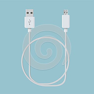 Realistic usb cable for device connection vector