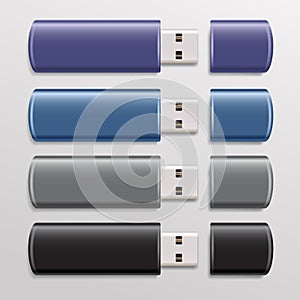 Realistic USB Flash Drive Isolated On white Background : Vector Illustration