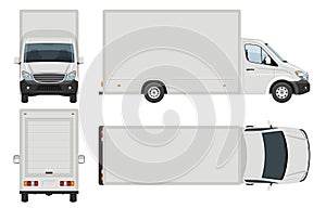 Realistic van vector illustration side, front, back, top view