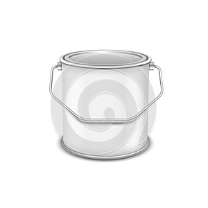 Realistic vector 3D mockup paint can isolated on white background.