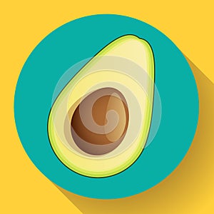 Realistic vector avocado icon illustration. Cut avocado icon flat.