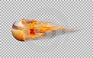 Realistic vector baseball in fire.