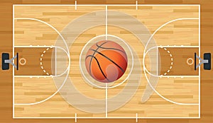 Realistic Vector Basketball Court and Ball