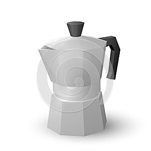 Realistic vector of beautiful italian aluminium coffee mocca kettle photo