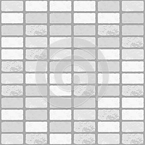 Realistic Vector brick wall seamless pattern. Flat white wall texture. Simple grunge stack brick bond, textured grey