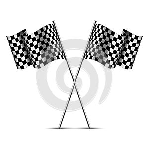 Realistic vector checkered racing flags. Isolated on white background