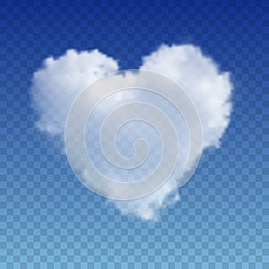 Realistic vector cloud heart. Vector image on transparent background.
