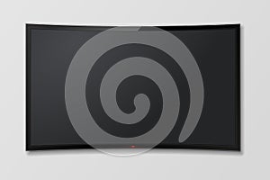 Realistic vector curved TV screen, modern blank mock-up lcd, television, Smart LED TV hanging on the wall on isolated