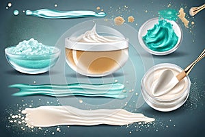 Realistic vector depictions of scrub smear and cosmetic cream. photo